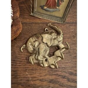 Brass Elephant Key Rack Hooks, Decorative Vintage Wall Mount Key Holder Small